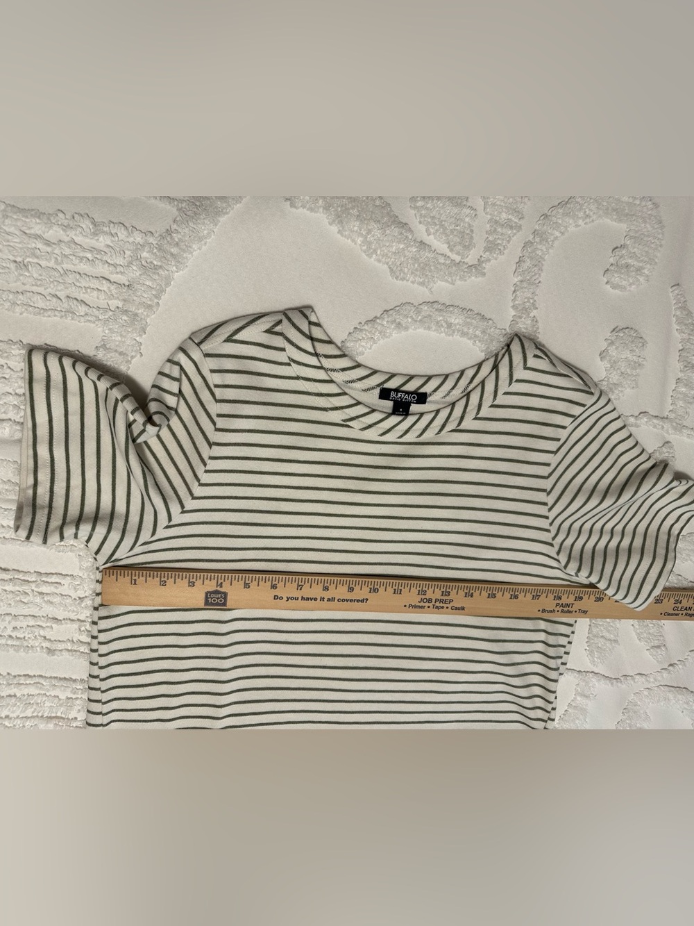 Buffalo David Bitton Ivory and Olive Striped Tee Dress - Picture 5 of 7